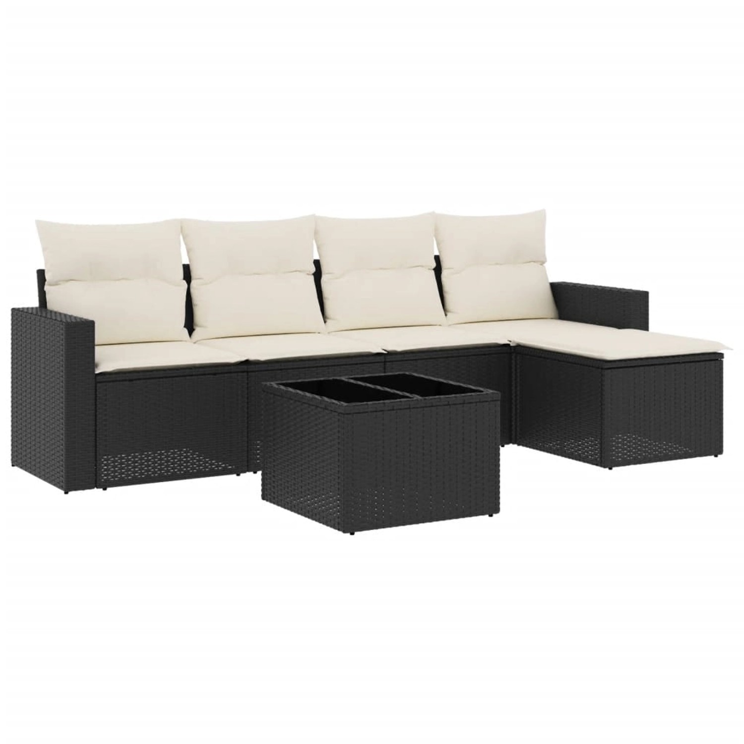 vidaXL 6-Tlg Garten-Sofagarnitur mit Kissen Schwarz Poly Rattan 3218886 günstig online kaufen