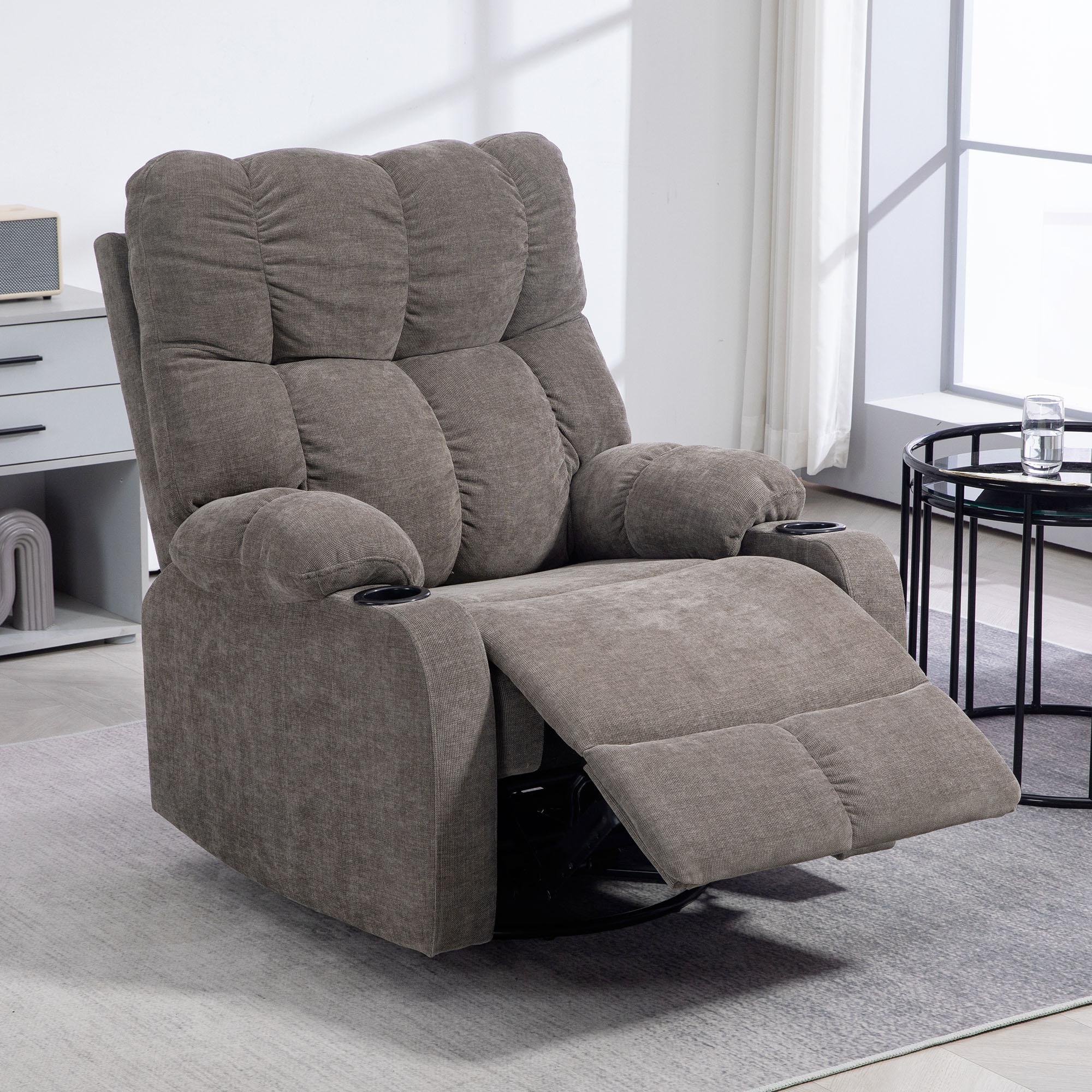 HOMCOM Relaxsessel mit Fußstütze, Loungesessel modern, drehbar, bis 150 kg, günstig online kaufen