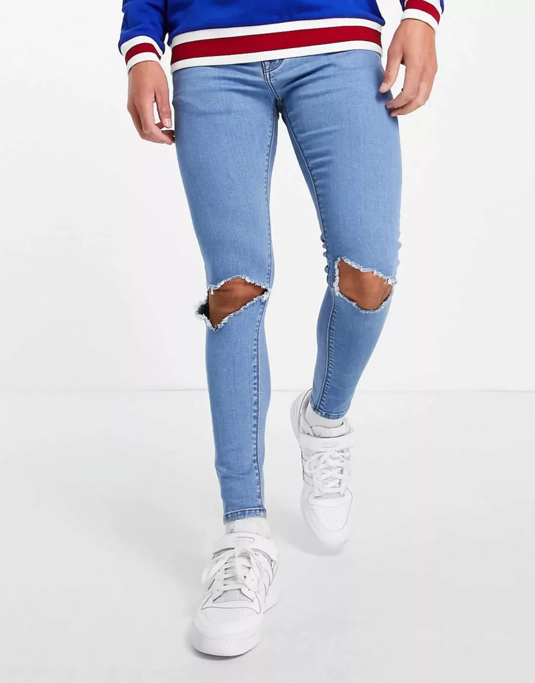 ASOS DESIGN – Hautenge Jeans mit Powerstretch in heller Stone-Waschung mit günstig online kaufen