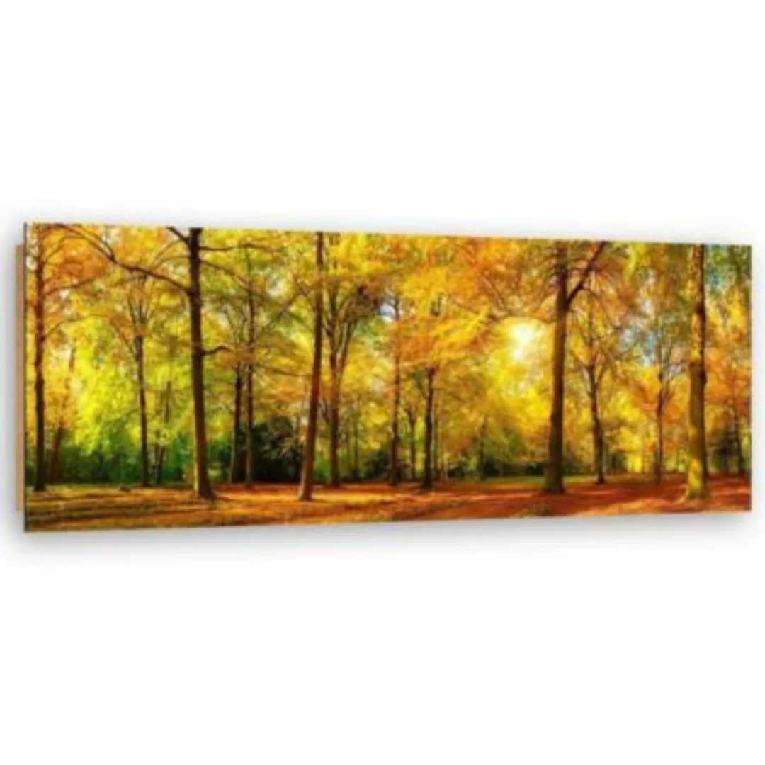 FEEBY® Kunst Goldener Wald Leinwandbilder bunt Gr. 120 x 40 günstig online kaufen