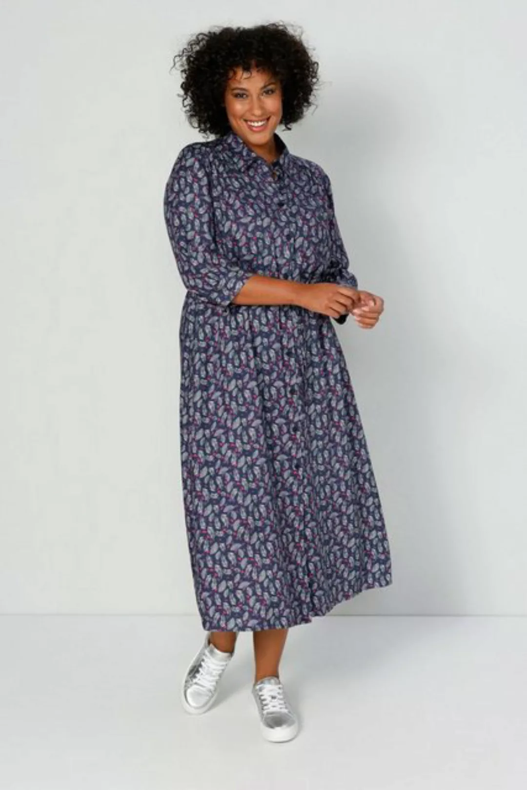 MIAMODA Jerseykleid Hemdblusenkleid Midilänge Alloverdruck Knopfleiste günstig online kaufen