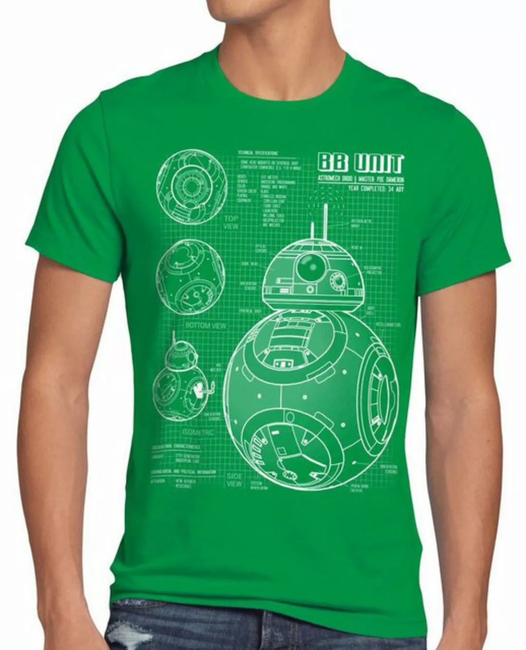 style3 Print-Shirt Herren T-Shirt BB Unit blaupause astromech droide günstig online kaufen