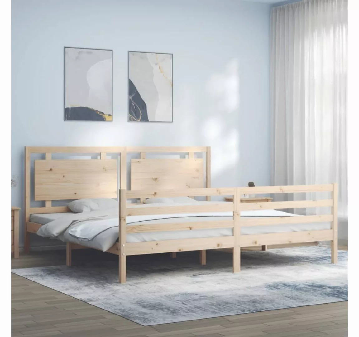 furnicato Bett Massivholzbett mit Kopfteil 200x200 cm günstig online kaufen