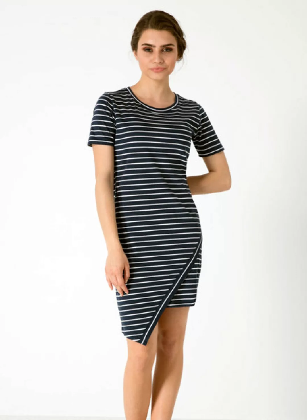 Gestreiftes Kleid Aus Bio Baumwolle Mit Asymmetrischem Saum günstig online kaufen