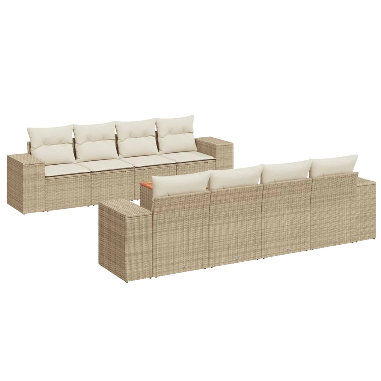vidaXL 9-Tlg Garten-Sofagarnitur mit Kissen Beige Poly Rattan 3225365 günstig online kaufen