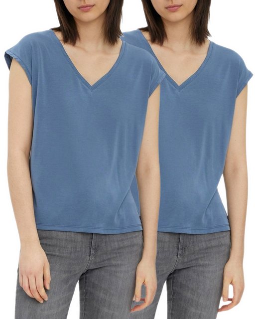 Vero Moda T-Shirt (2er-Pack) Basic Shirt mit V-Ausschnitt im Doppelpack günstig online kaufen