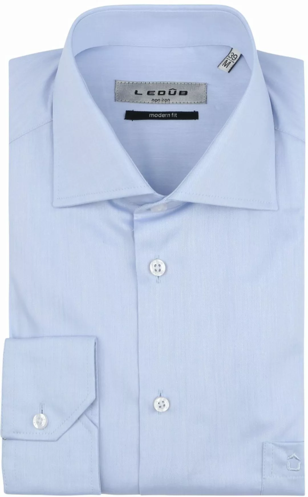 Ledub Hemd Hellblau Brusttassche Extra Long Sleeves - Größe 42 günstig online kaufen