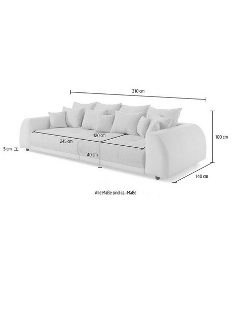 Xlmoebel Sofa Großes XXL-Wohnzimmer-Sofa, 5-Sitzer, 310 cm, Polster-Textil- günstig online kaufen