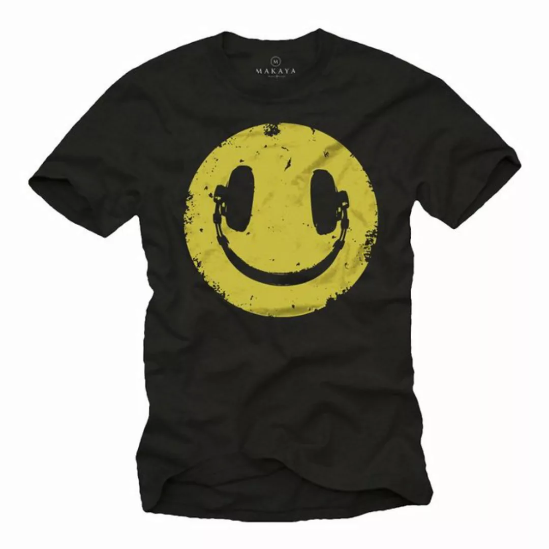 MAKAYA Print-Shirt Vintage Kopfhörer Hip Hop Musik Smile Bandshirt Männer R günstig online kaufen