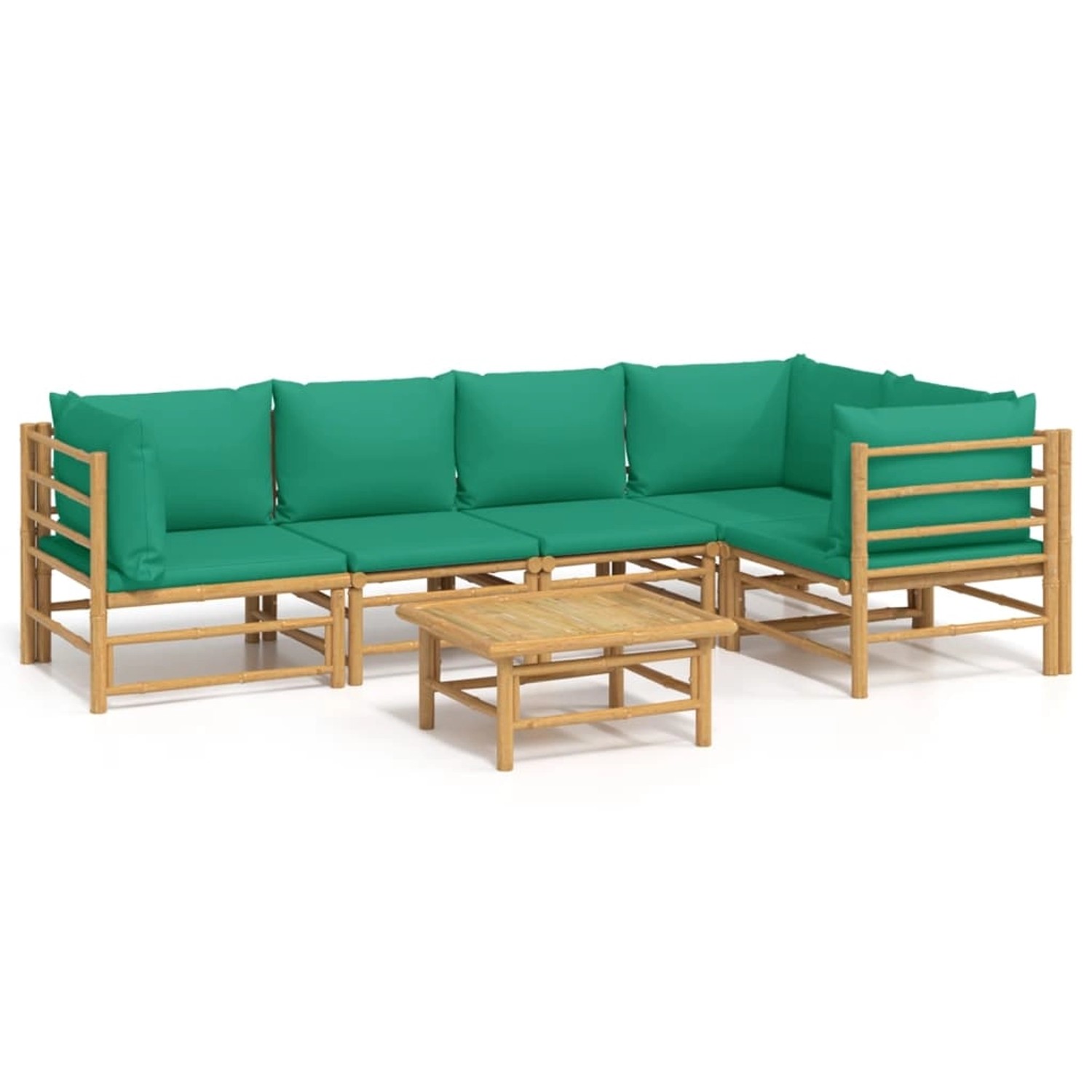 Vidaxl 6-tlg. Garten-lounge-set Mit Grünen Kissen Bambus günstig online kaufen