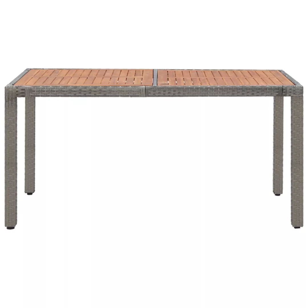 Gartentisch Grau 150x90x75 Cm Poly Rattan Und Massivholz Akazie günstig online kaufen