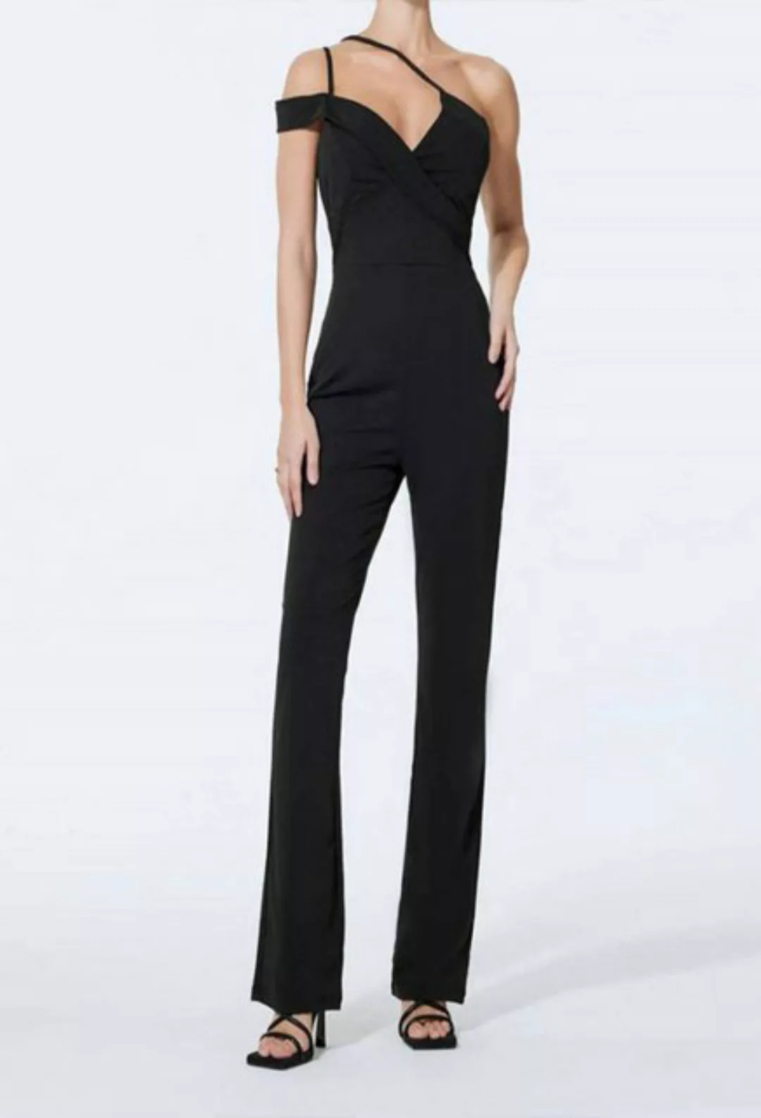 CHENIN 7/8-Overall Jumpsuit Hose Slingback Schwarze Hose (JumpsuitGeschnürt günstig online kaufen