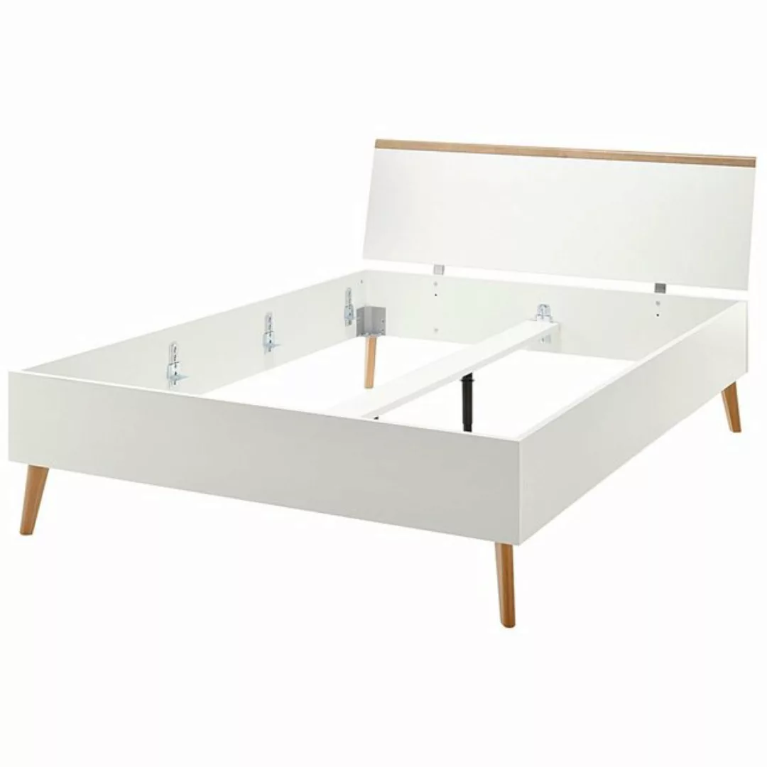 Lomadox Bett MAINZ-61, weiß matt mit Eiche Riviera Nb. 145x44x210 cm günstig online kaufen