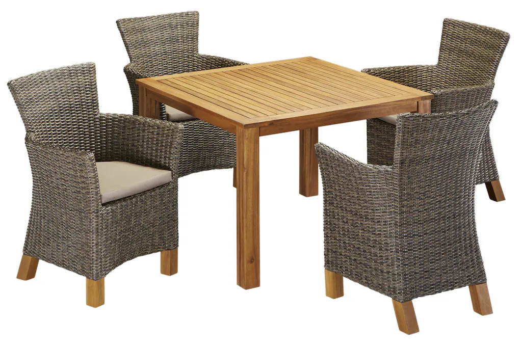 MERXX Garten-Essgruppe "Toskana", (9 tlg.), 4 Sessel, Tisch 110x110x75 cm, günstig online kaufen