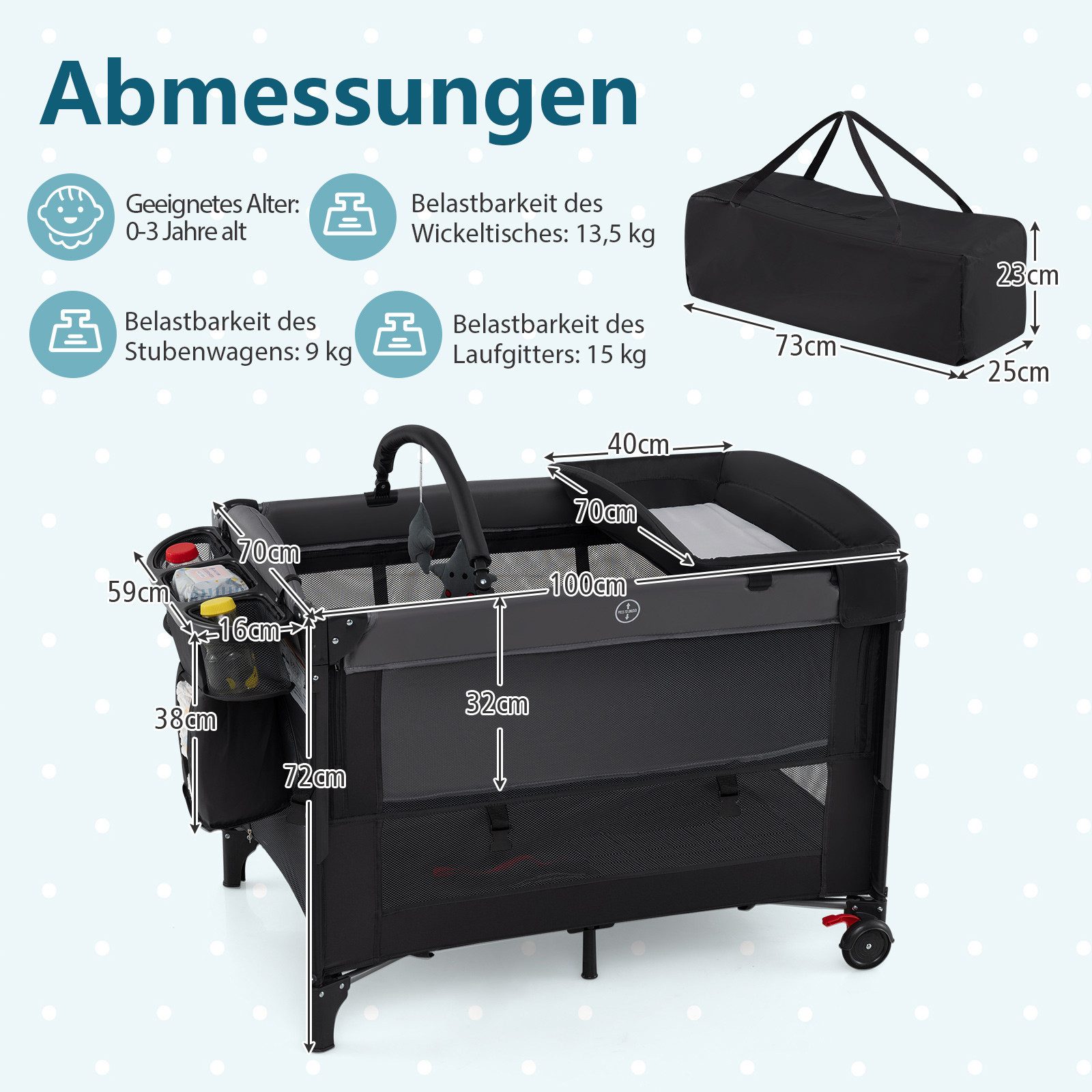 COSTWAY Beistellbett, 5in1 Reisebett, mit Matratze, günstig online kaufen