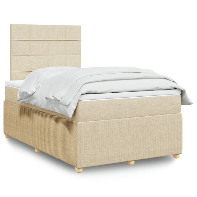 vidaXL Boxspringbett, Boxspringbett mit Matratze Creme 120x200 cm Stoff günstig online kaufen