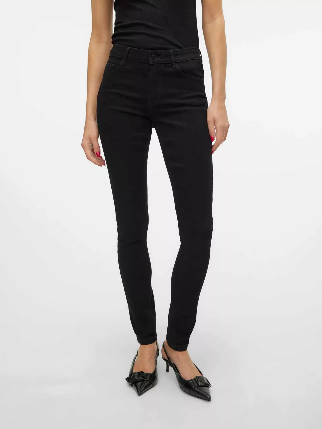 Vero Moda Skinny-fit-Jeans VMELLY MR SKINNY JEANS BLK NOOS günstig online kaufen