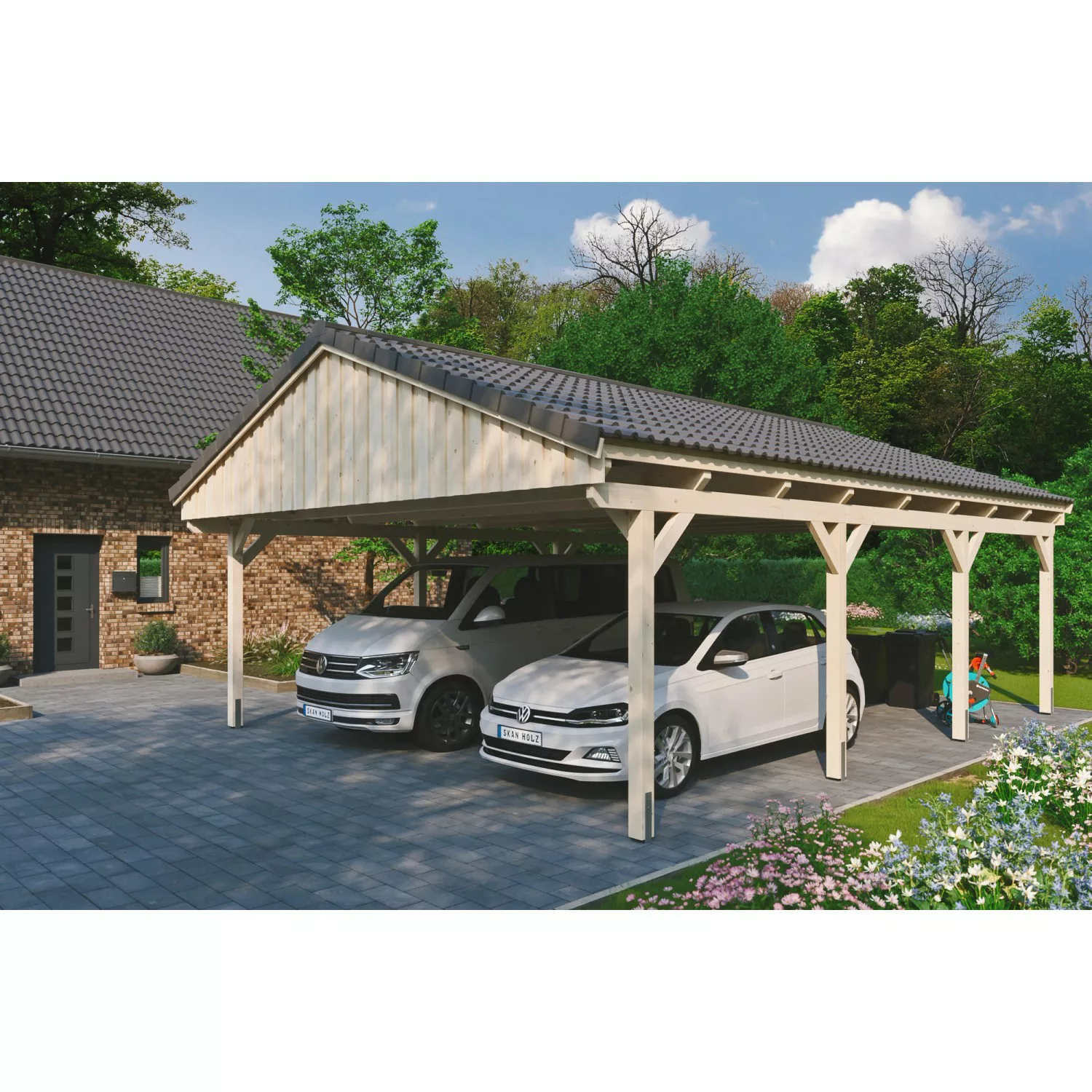 Skan Holz Carport Fichtelberg 618 cm x 808 cm Dachlattung Natur günstig online kaufen