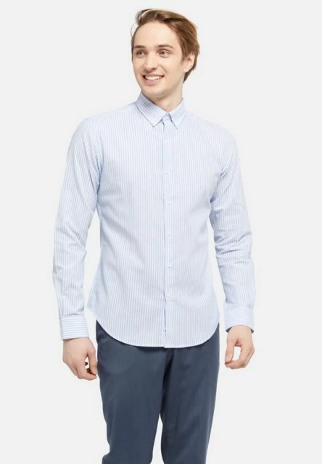 Lawrence Grey Langarmhemd Gestreiftes Freizeithemd Langarm Mit Button-down- günstig online kaufen