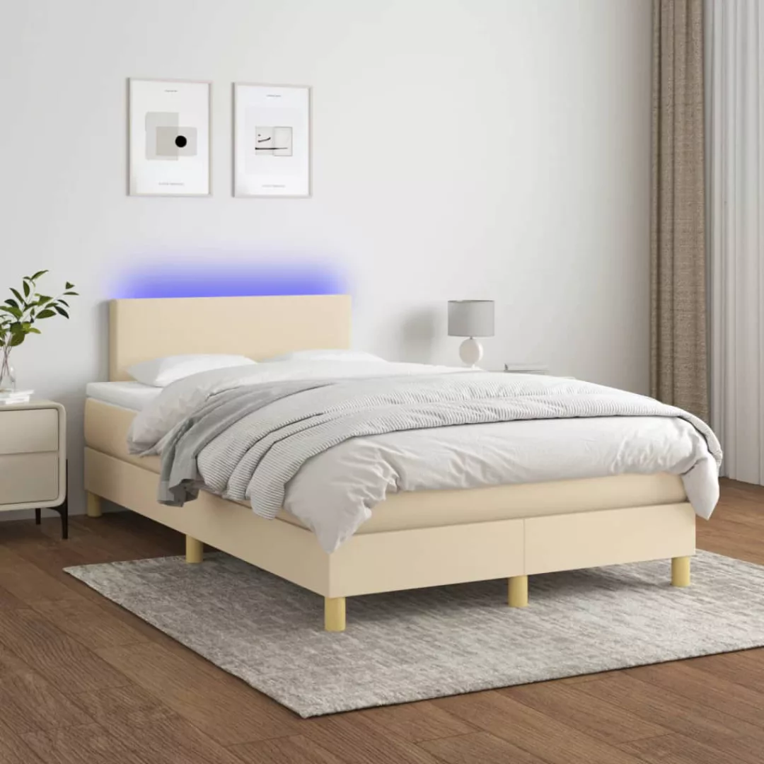 Vidaxl Boxspringbett Mit Matratze & Led Creme 120x200 Cm Stoff günstig online kaufen