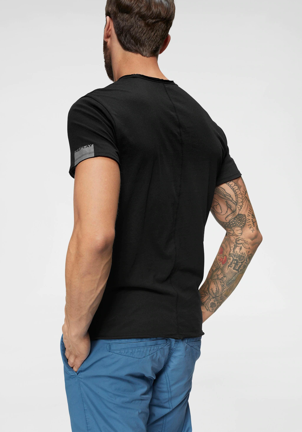 Replay T-Shirt offenen Kanten günstig online kaufen