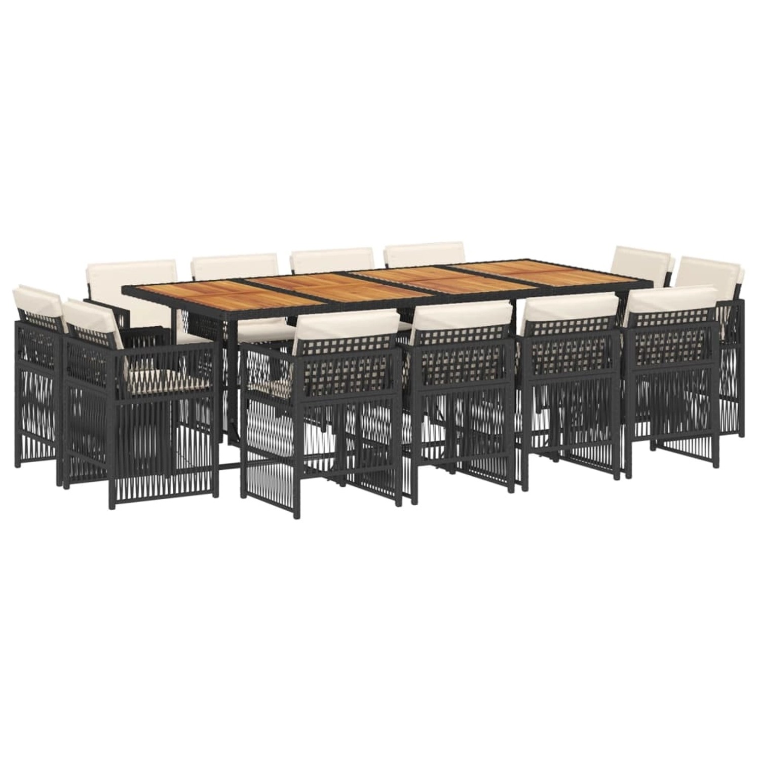 vidaXL 13-Tlg Garten-Essgruppe mit Kissen Schwarz Poly Rattan 3211047 günstig online kaufen