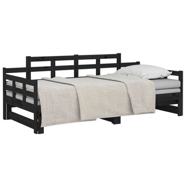 furnicato Bett Tagesbett Ausziehbar Schwarz Massivholz Kiefer 2x(90x190) cm günstig online kaufen