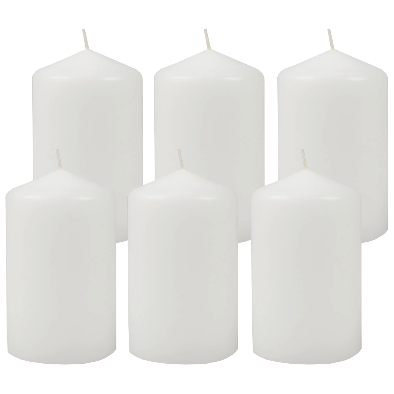 HS Candle Stumpenkerzen Ø6cm 6er Pack Weiß Hell günstig online kaufen