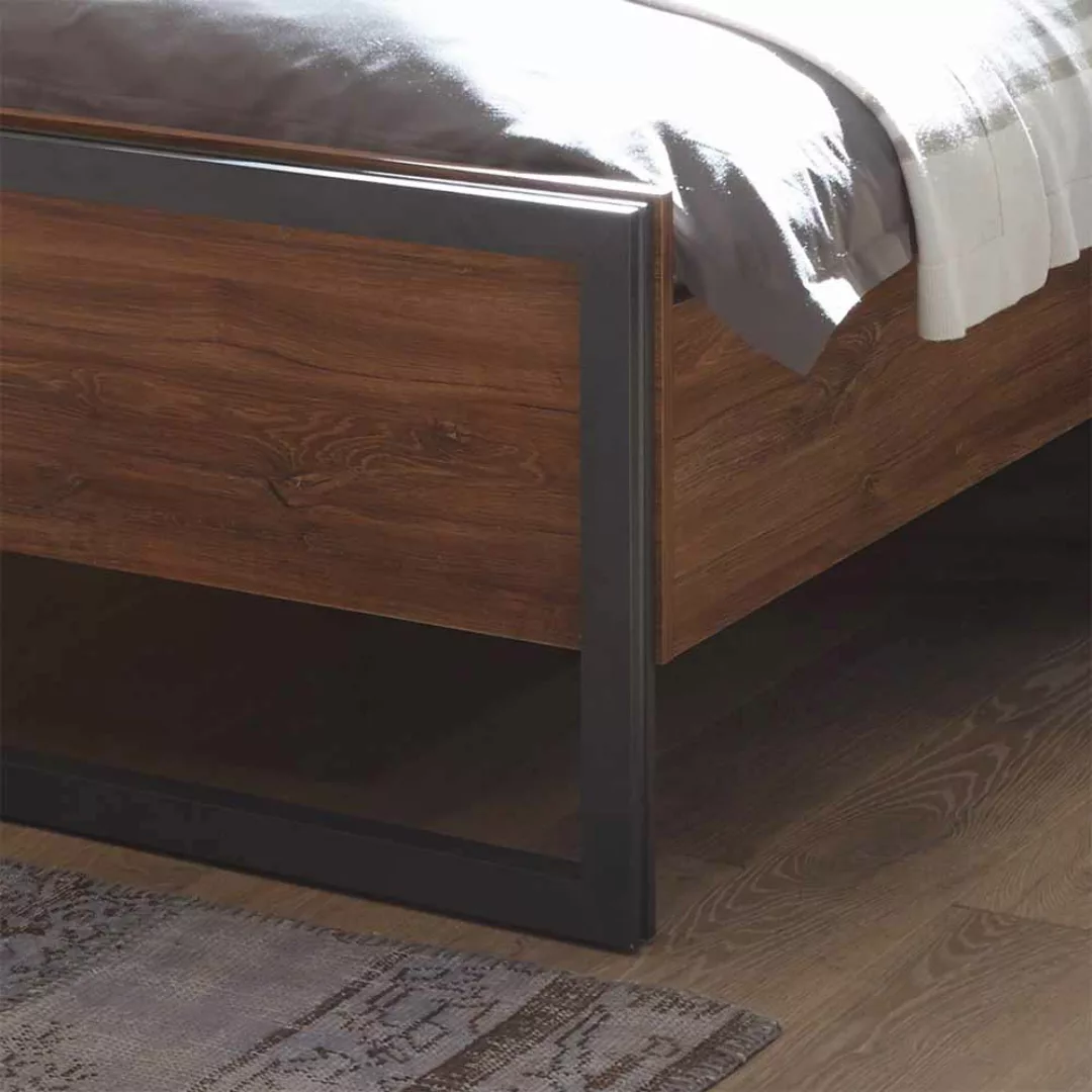 Komfortbett im Loft Design Eiche dunkel und Grau günstig online kaufen