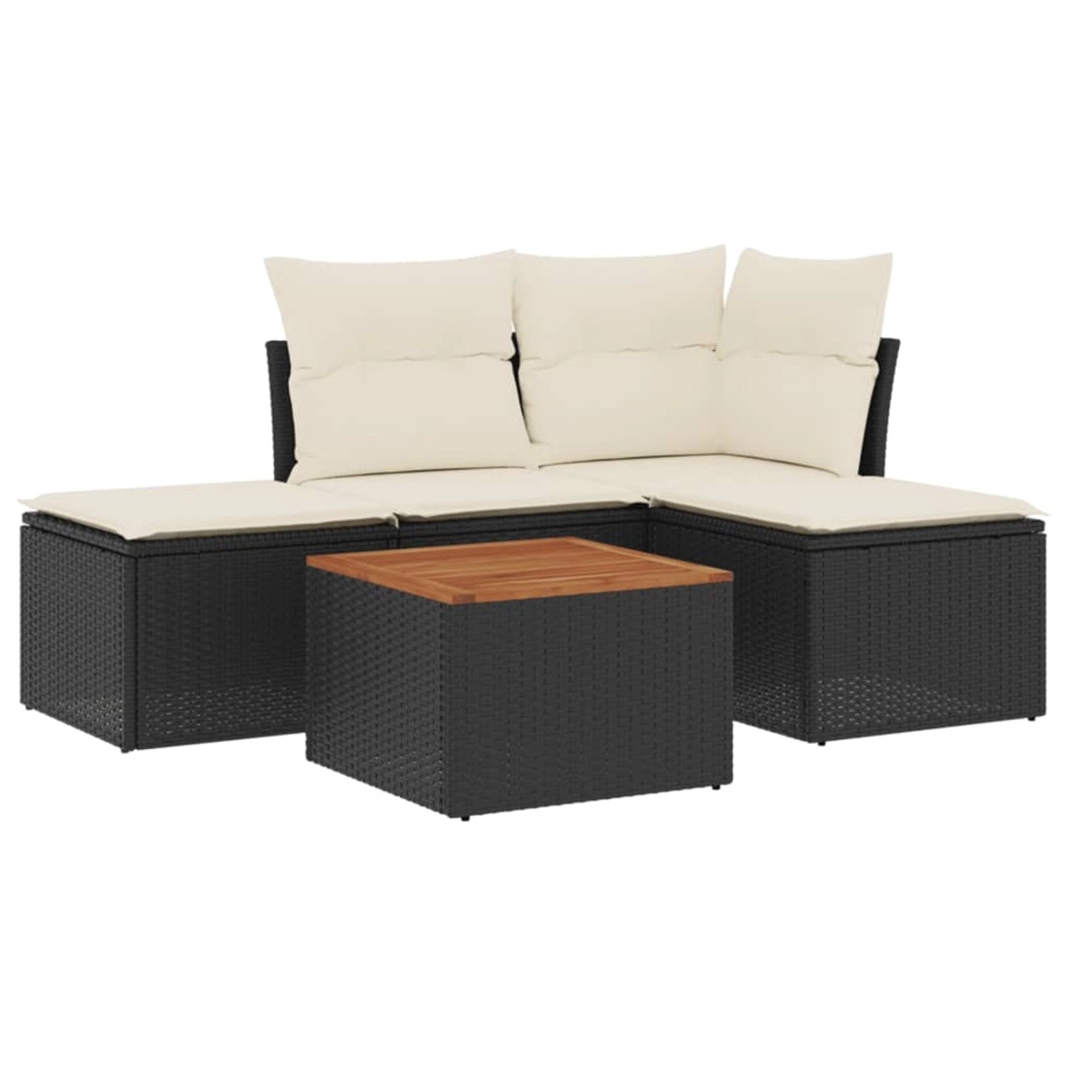 vidaXL 5-Tlg Garten-Sofagarnitur mit Kissen Schwarz Poly Rattan 3223585 günstig online kaufen