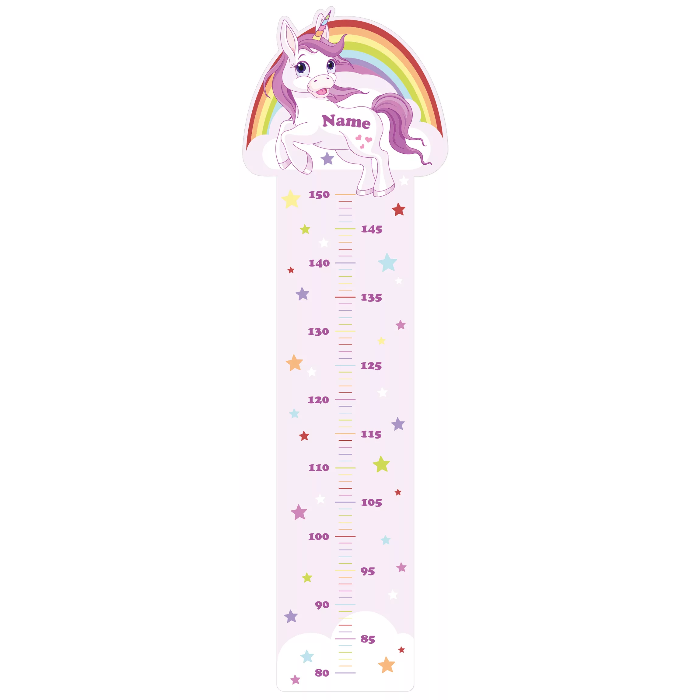 Kindermesslatte Wandtattoo Einhorn Regenbogen mit Wunschname günstig online kaufen