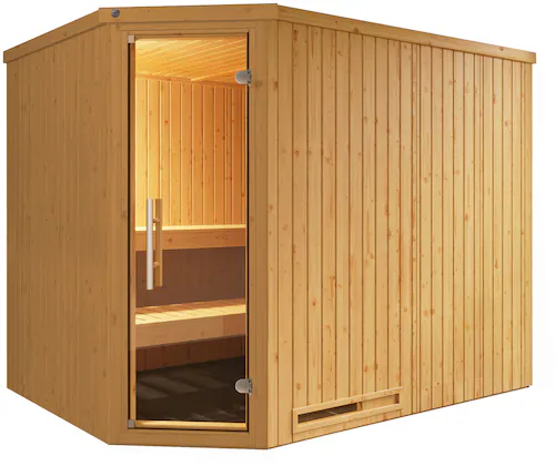 weka Sauna »Element-Ecksauna VARBERG 4«, vorgefertigte Elemente, moderne Ga günstig online kaufen