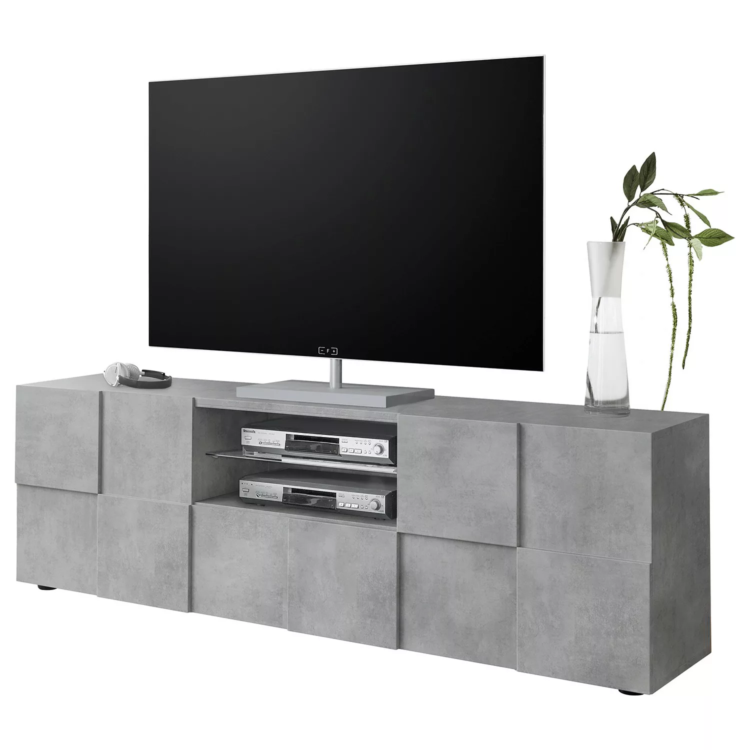 home24 LC Spa TV-Lowboard Dama II Beton Dekor Spanplatte 181x57x42 cm (BxHx günstig online kaufen