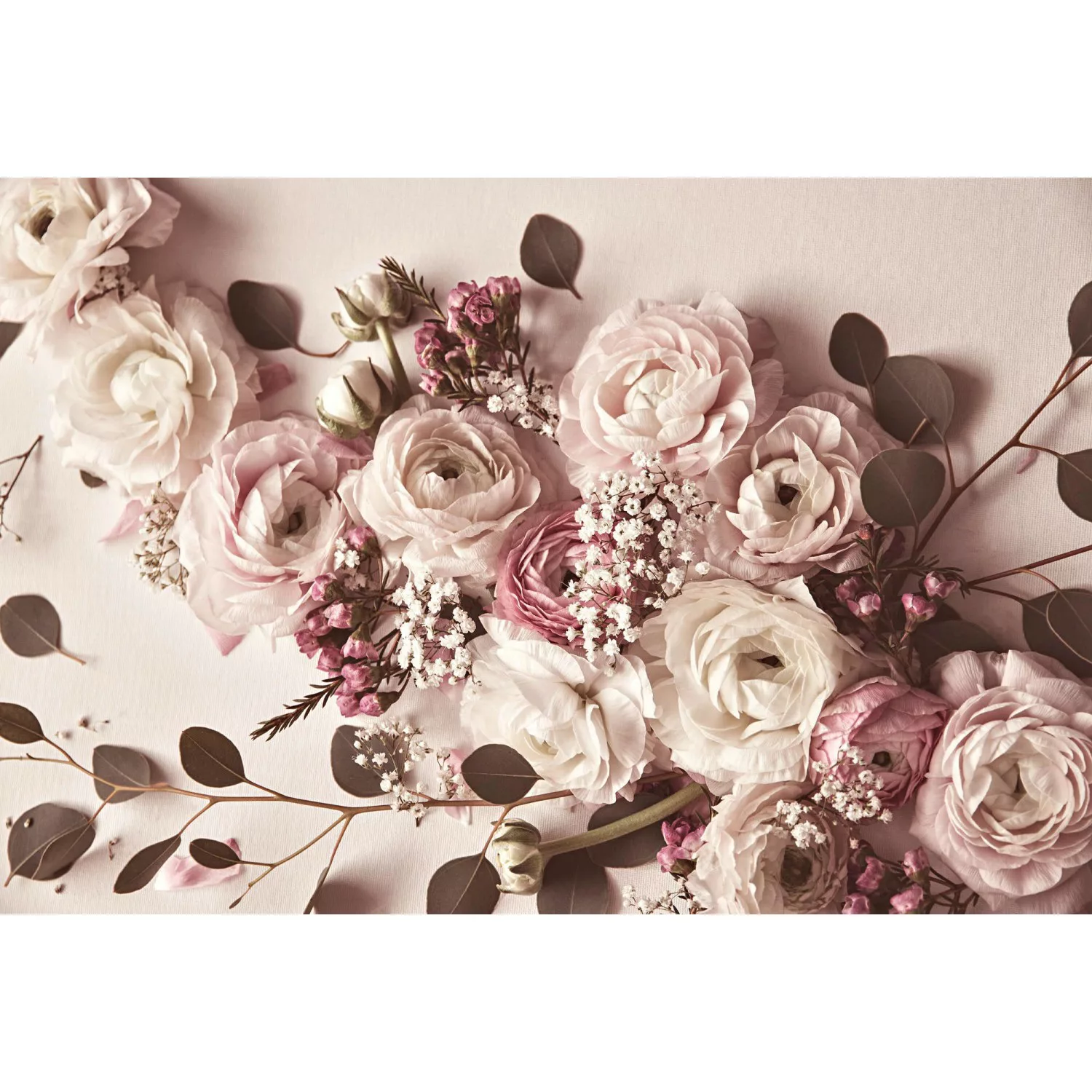 Fototapete Blumen Rosen Rosa Grün Weiß 4,00 m x 2,70 m FSC® günstig online kaufen