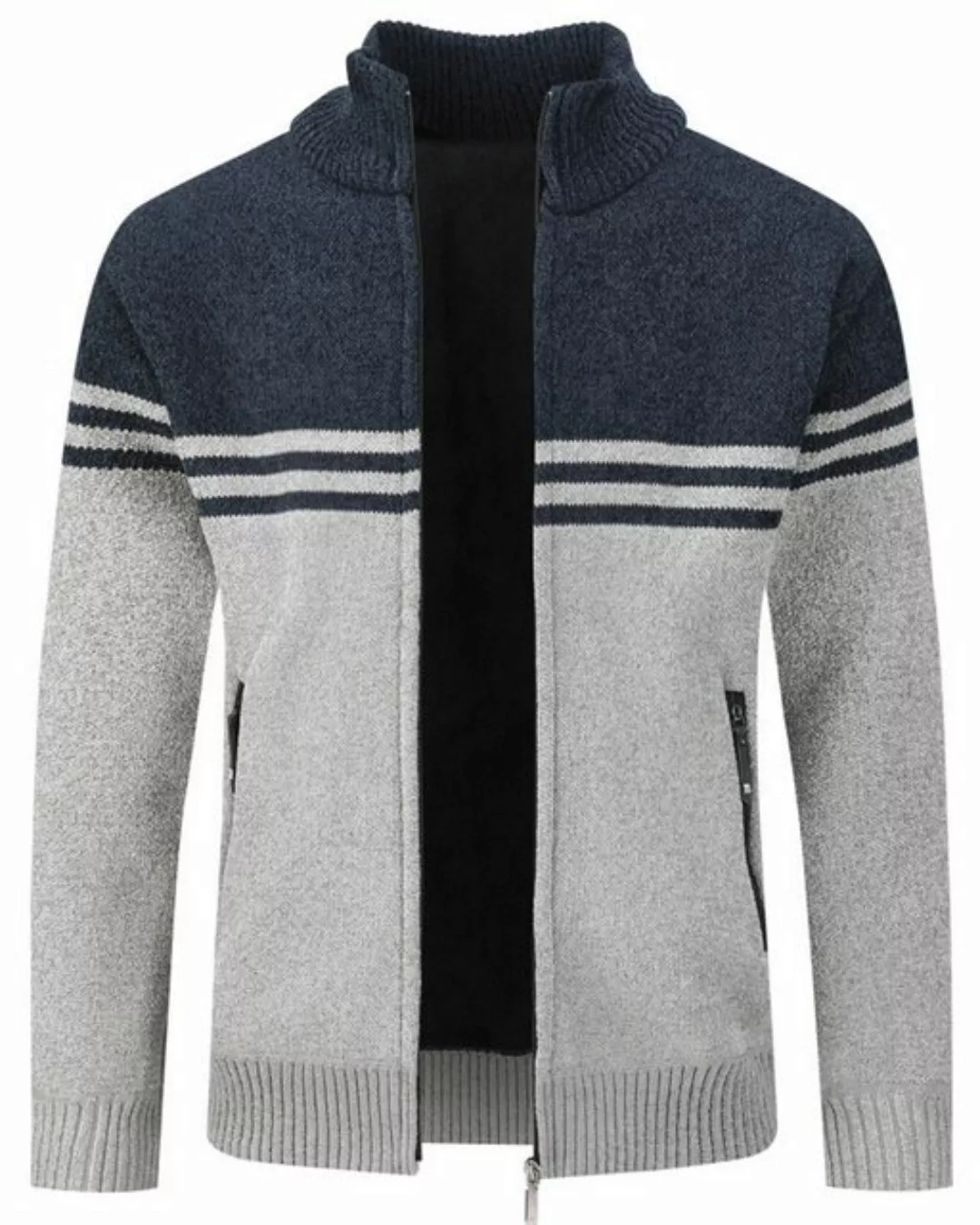 Allthemen Cardigan mit Stehkragen Grobstrick Strickjacke warm Strickpullove günstig online kaufen