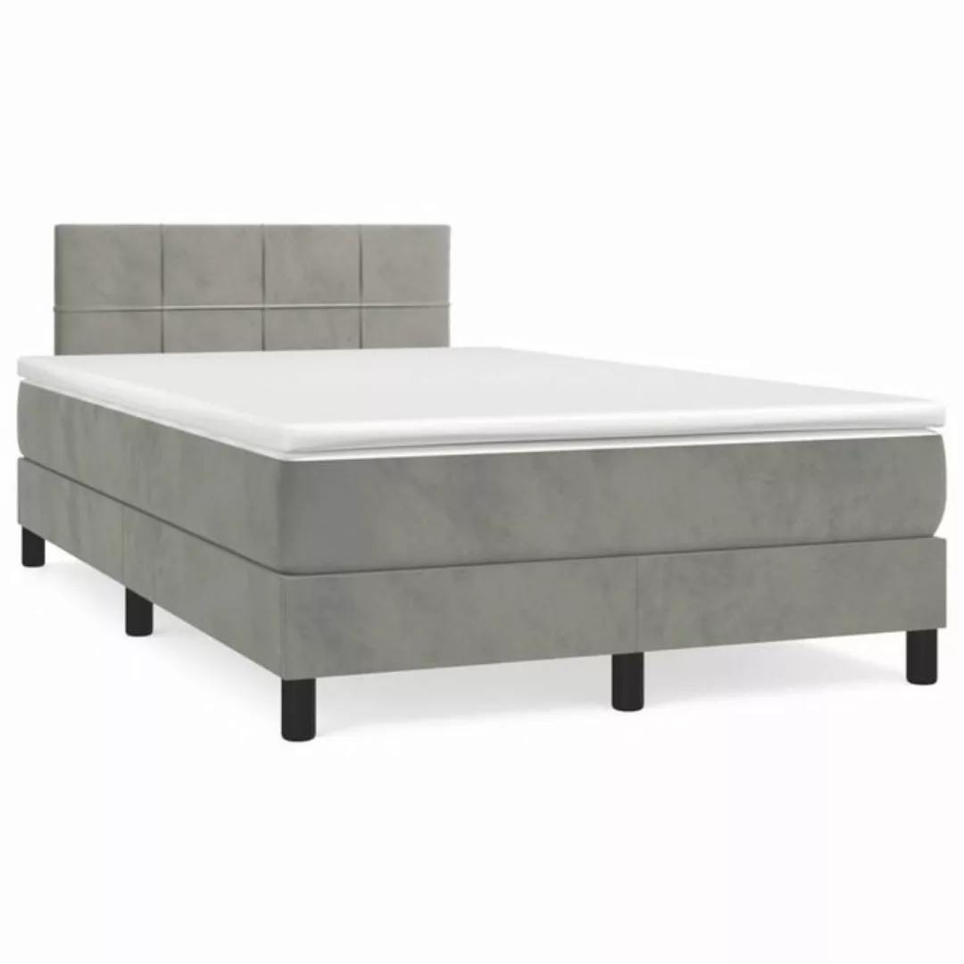 vidaXL Bettgestell Boxspringbett mit Matratze Hellgrau 120x200 cm Samt Bett günstig online kaufen