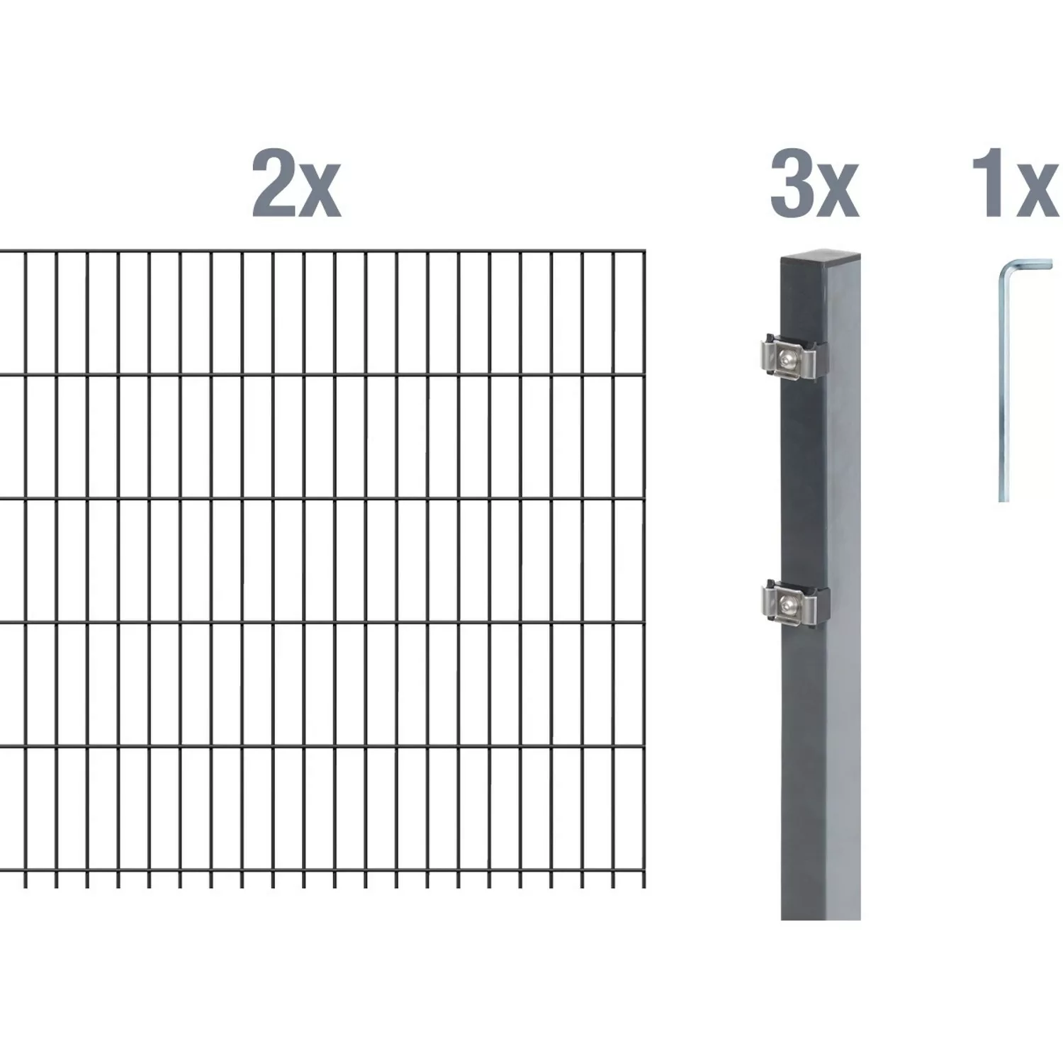 Metallzaun Grund-Set Doppelstabmatte verz. Anthrazit beschichtet 2 x 2 m x günstig online kaufen