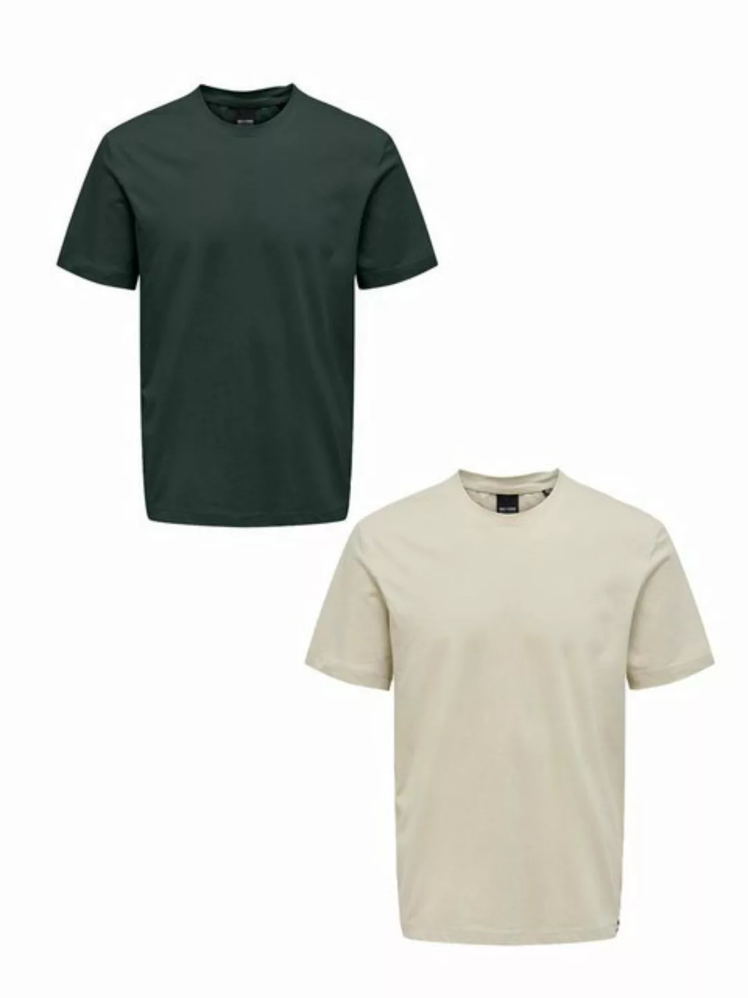 ONLY & SONS T-Shirt T-Shirt 2er-Set Rundhals Kurzarm (1-tlg) 7642 in Braun- günstig online kaufen
