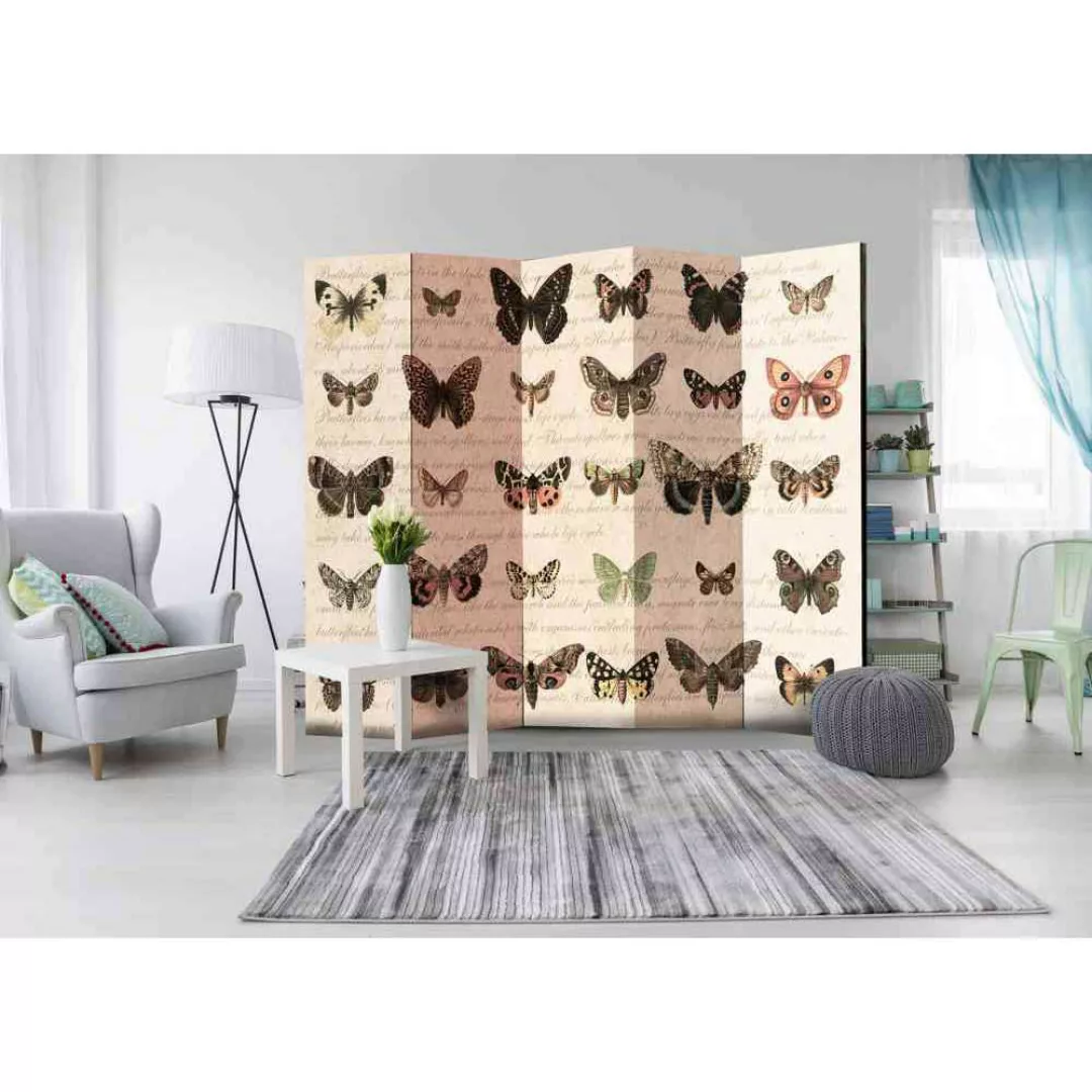 Paravent Trennwand mit Schmetterlingen 225 cm breit günstig online kaufen