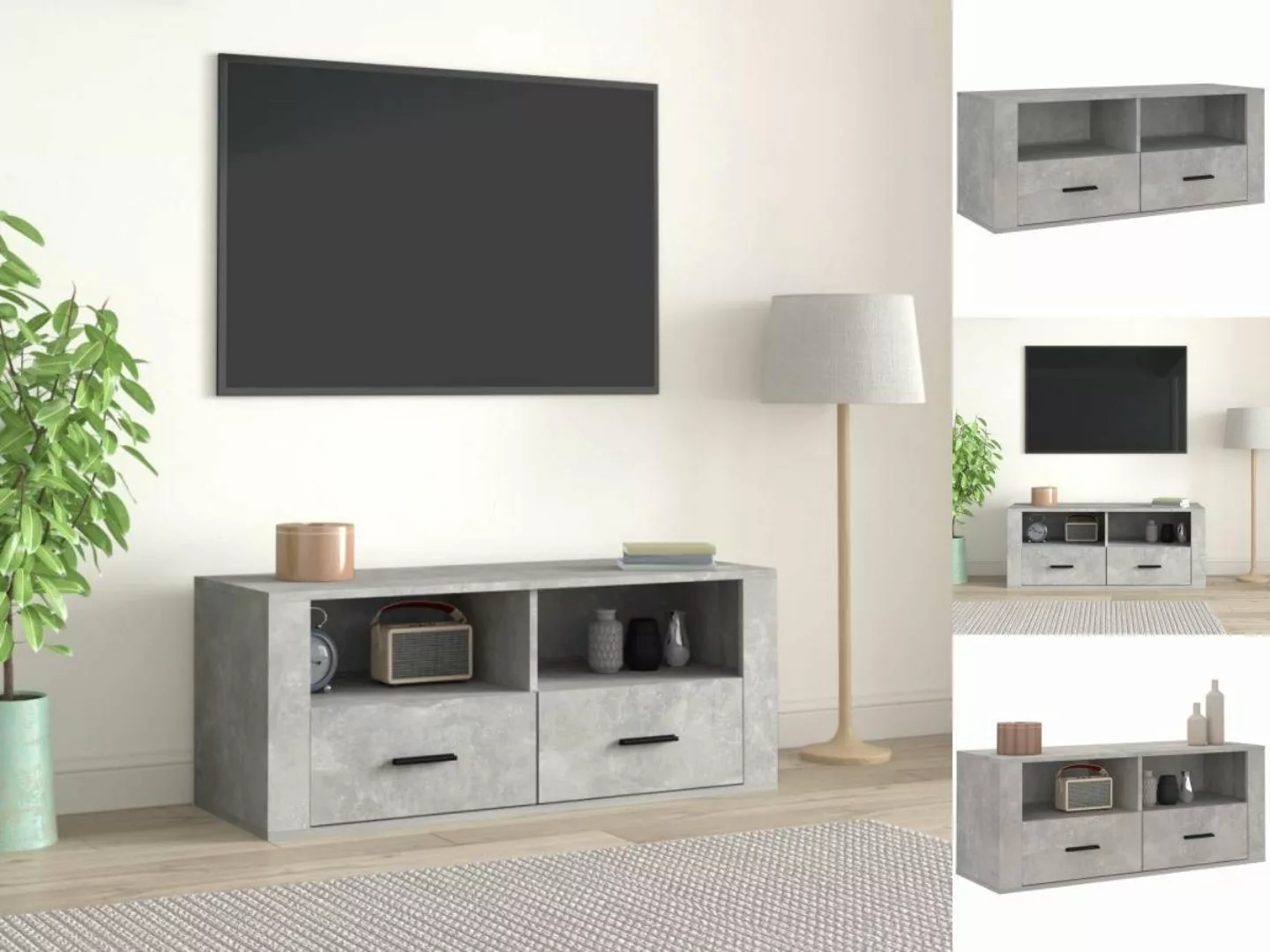 vidaXL TV-Schrank TV-Schrank Betongrau 100x35x40 cm Holzwerkstoff Lowboard günstig online kaufen
