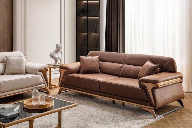 Xlmoebel 3-Sitzer Elegantes Dreisitzer-Sofa Exklusiv in Braun, Luxuriöse Ei günstig online kaufen