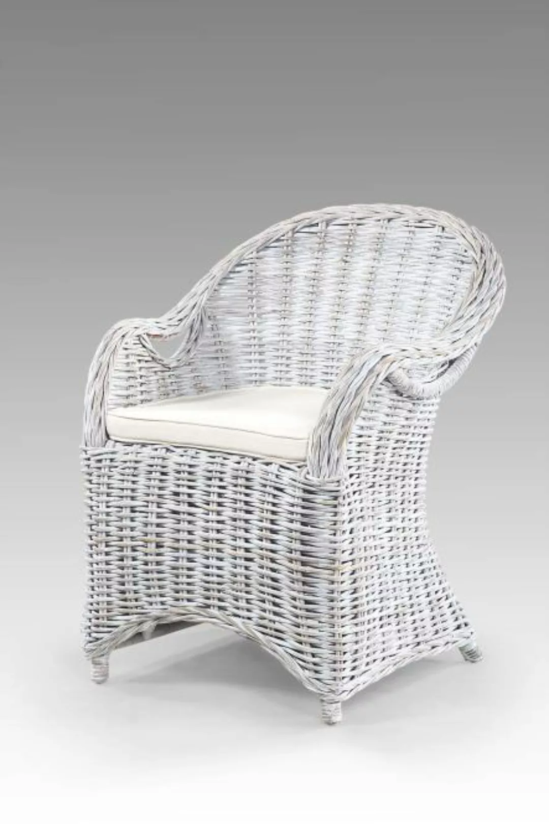 Sessel aus Naturrattan inkl. Sitzkissen IBIZA Weiß günstig online kaufen