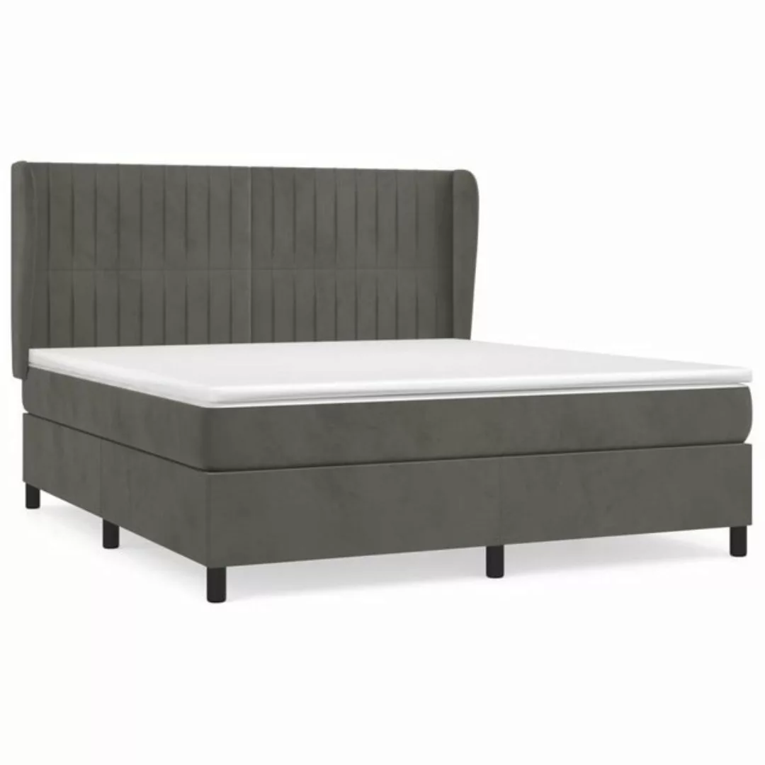 vidaXL Bettgestell Boxspringbett mit Matratze Dunkelgrau 180x200 cm Samt Be günstig online kaufen