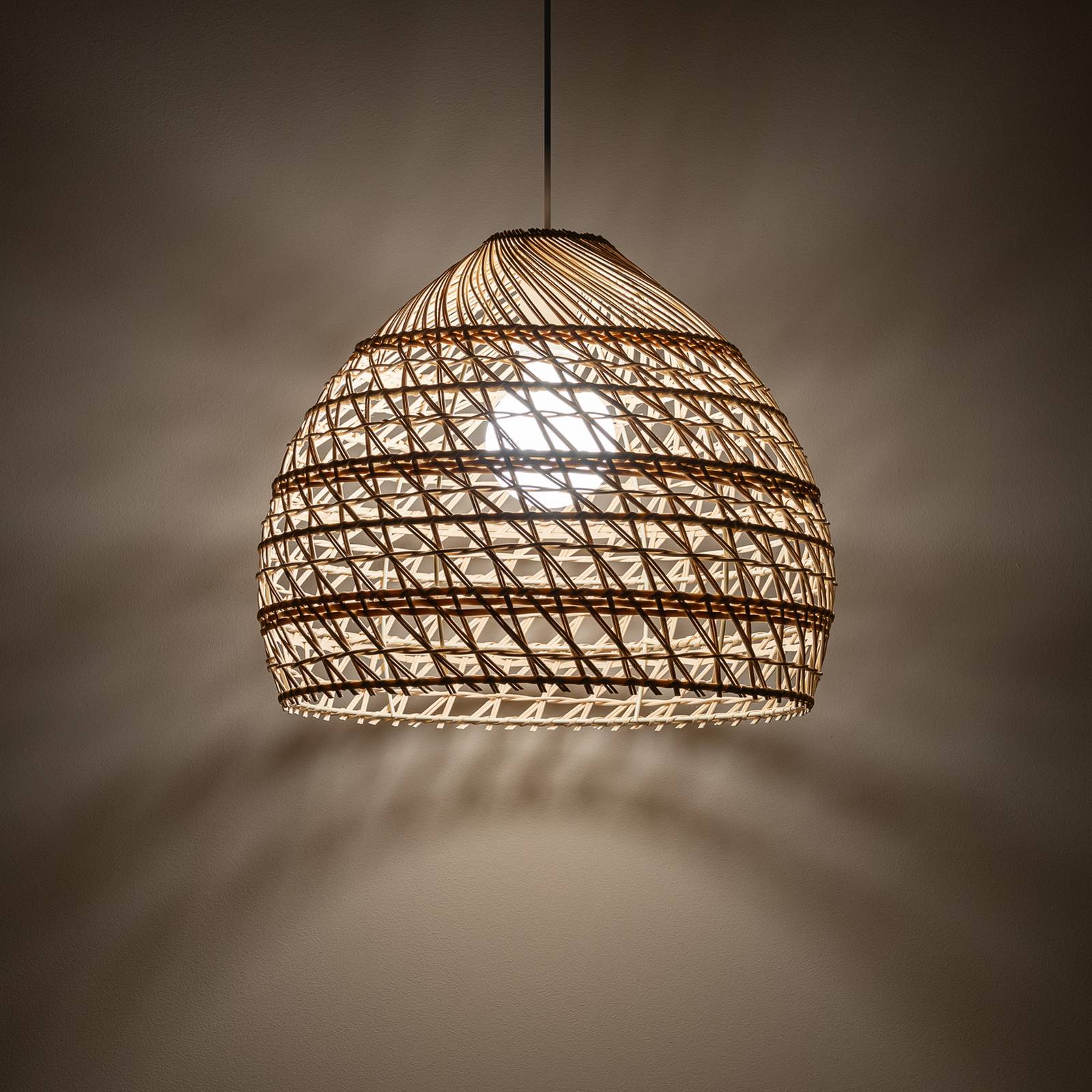 Hängeleuchte BOHO, Ø 43 cm, naturbraun, Rattan, E27 günstig online kaufen