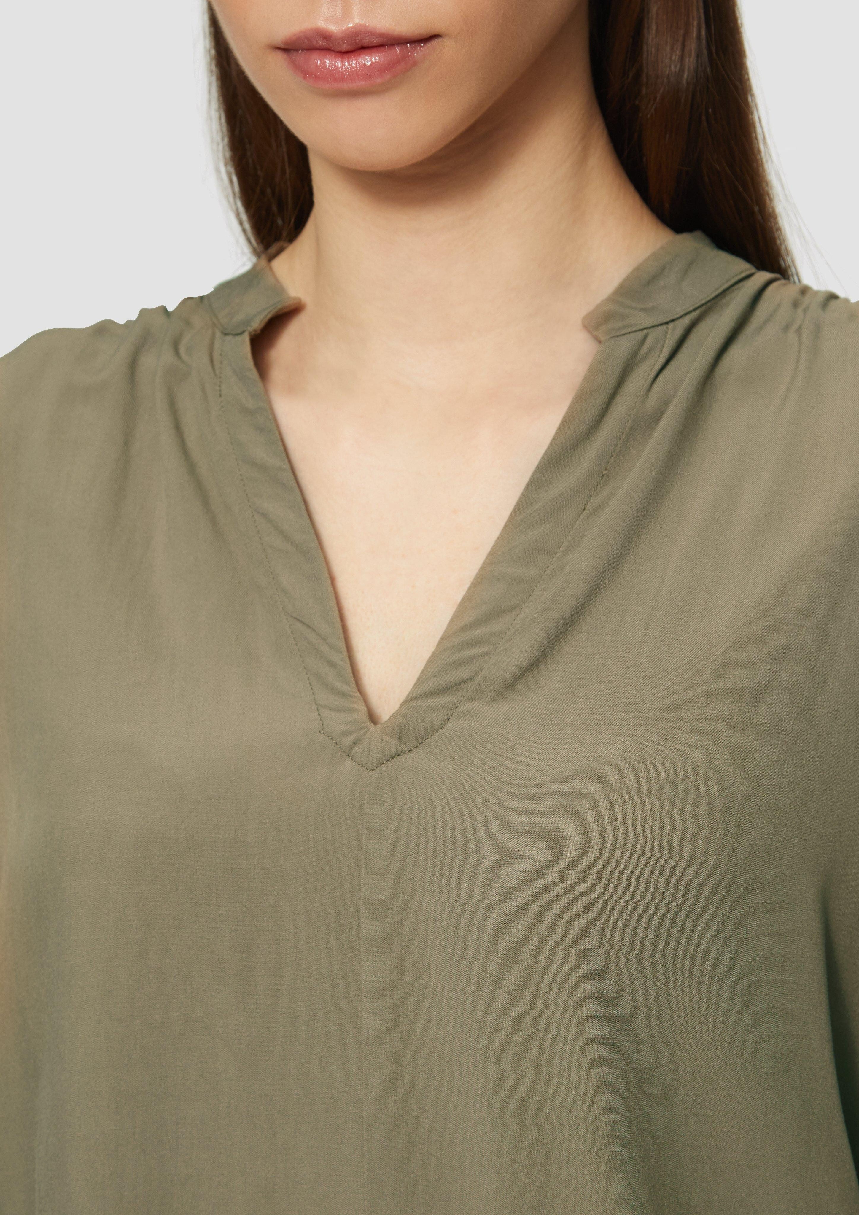 QS Langarmbluse Viskosebluse mit Smok-Detail an günstig online kaufen