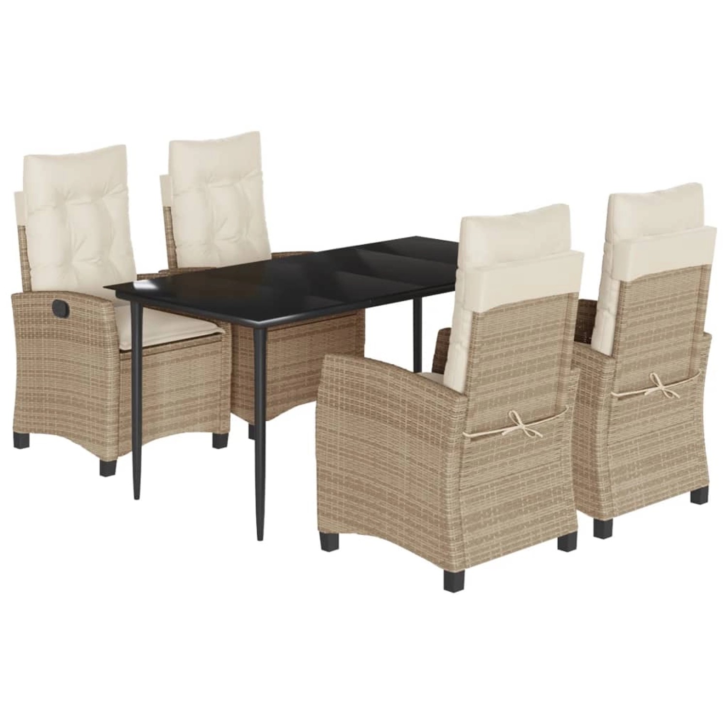 vidaXL 5-Tlg Garten-Essgruppe mit Kissen Beige Poly Rattan 3212806 günstig online kaufen