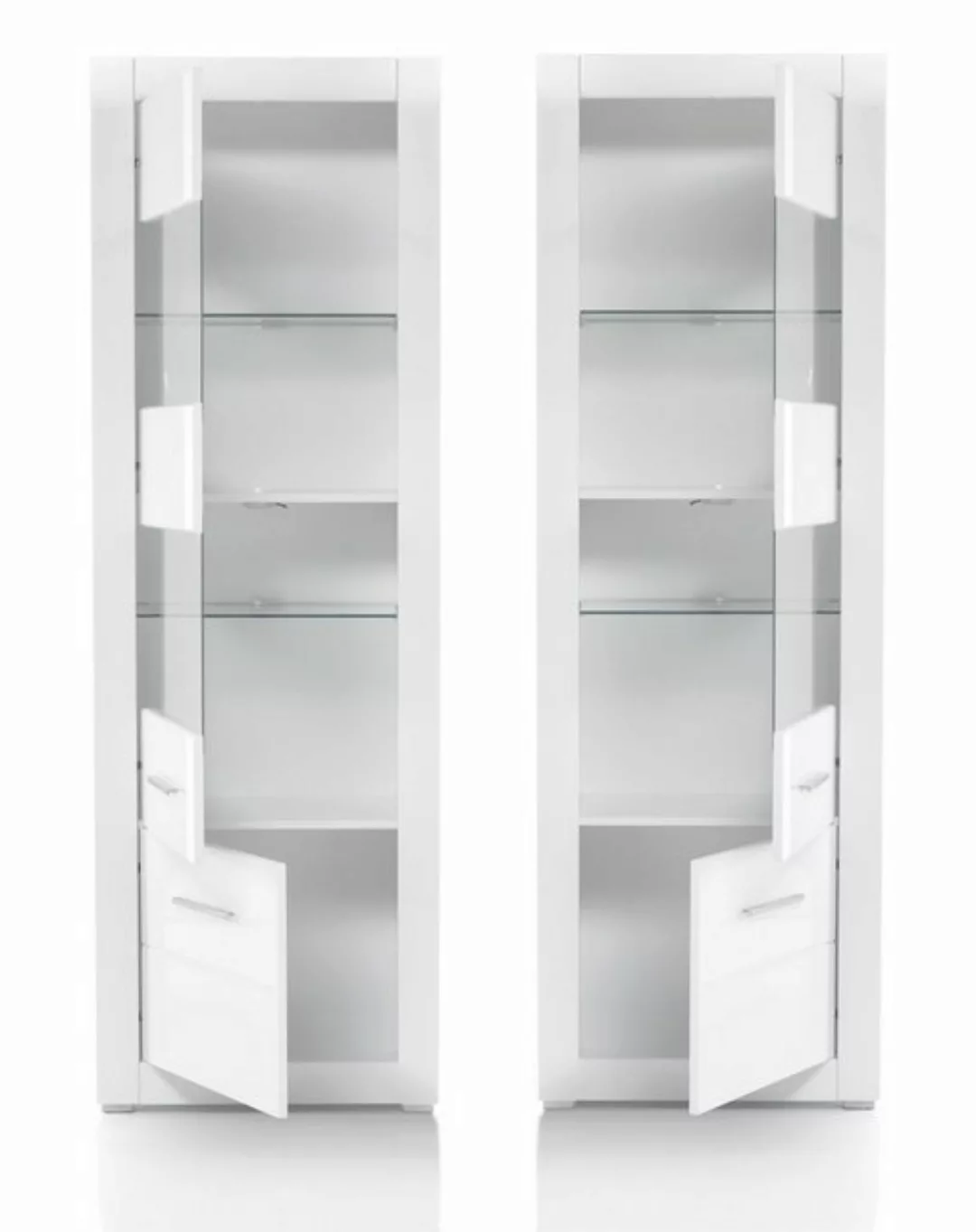 Furn.Design Stauraumvitrine Carrara (Standvitrine in weiß, 2-türig, 65 x 19 günstig online kaufen