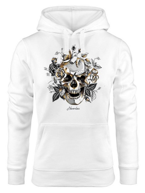 Neverless Hoodie Hoodie Damen Totenkopf Rosen Skull Roses Schädel Kapuzen-P günstig online kaufen