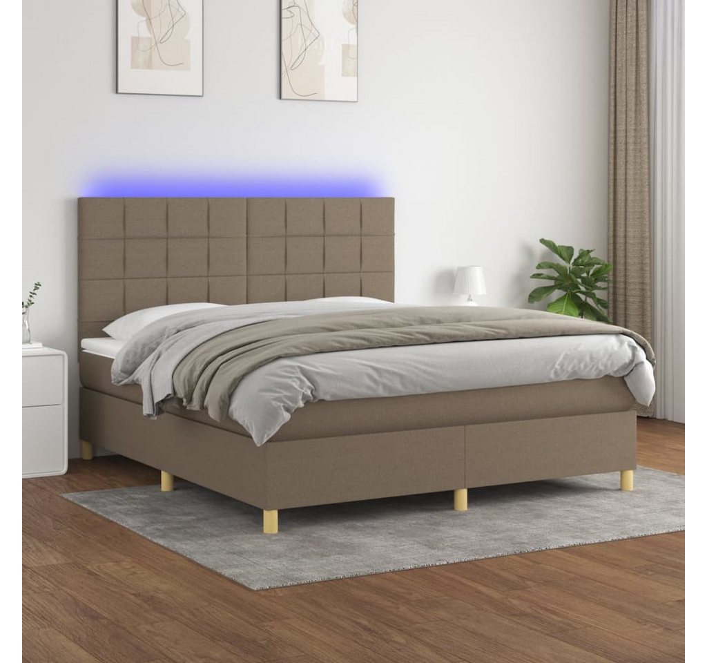 vidaXL Boxspringbett Boxspringbett mit Matratze LED Taupe 180x200 cm Stoff günstig online kaufen