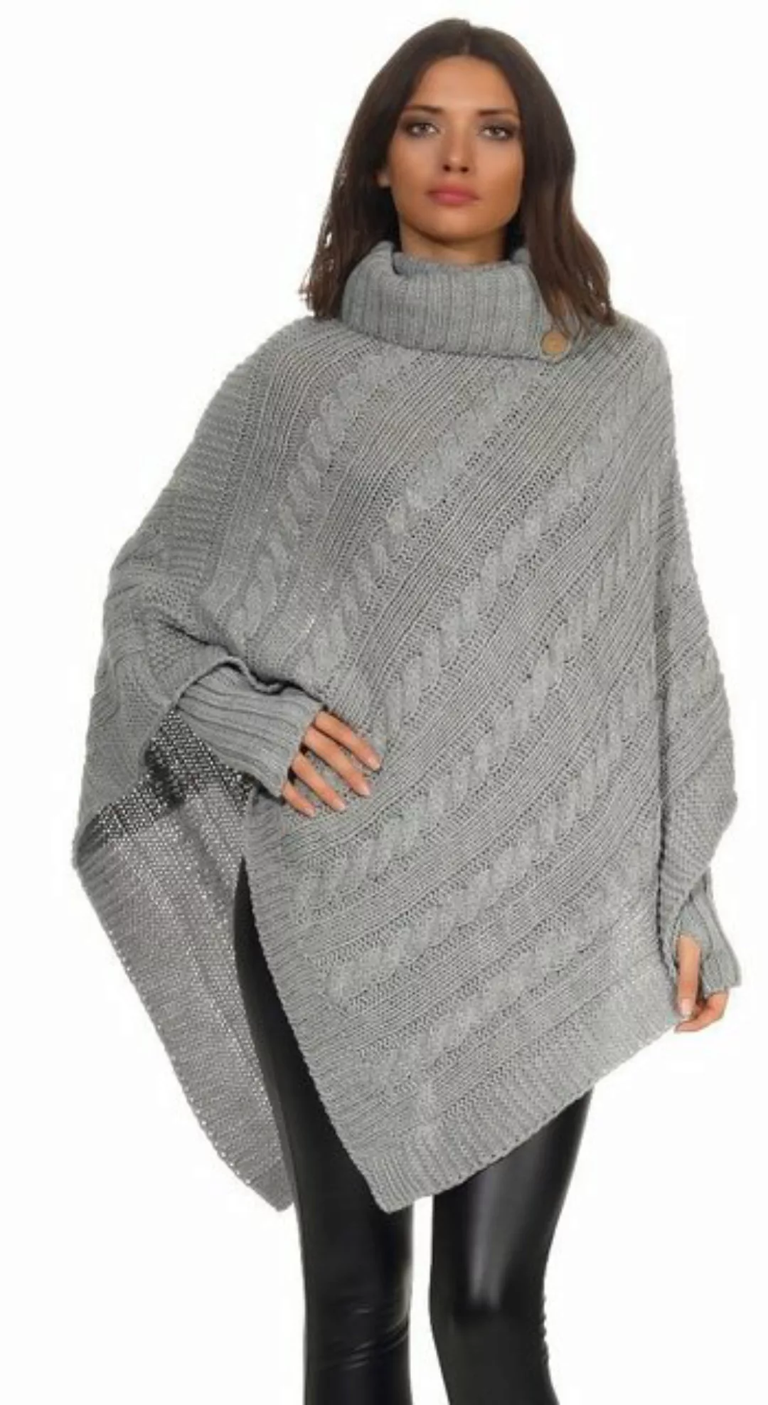 Mississhop Strickponcho Poncho Strick Sweatshirt Pullover Umhang Überwurf m günstig online kaufen